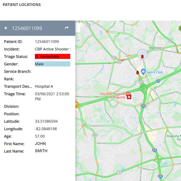 Tracking patient status and movement, including hospital destination to ensure arrival